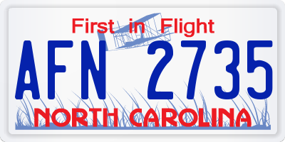 NC license plate AFN2735