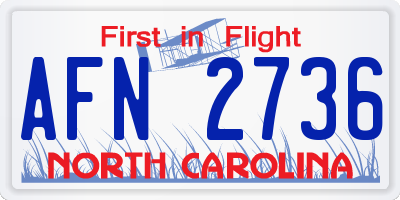 NC license plate AFN2736