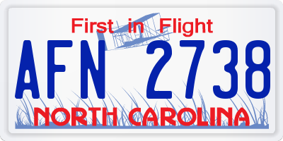NC license plate AFN2738
