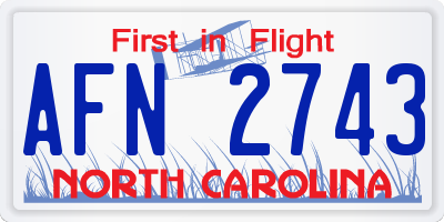 NC license plate AFN2743