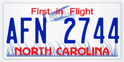 NC license plate AFN2744