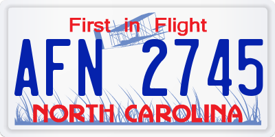 NC license plate AFN2745