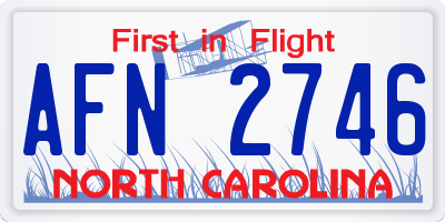 NC license plate AFN2746