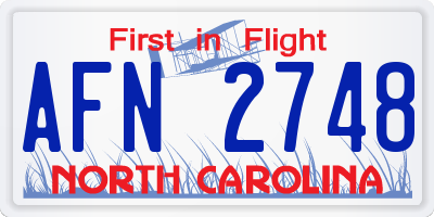 NC license plate AFN2748
