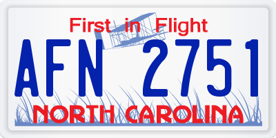 NC license plate AFN2751
