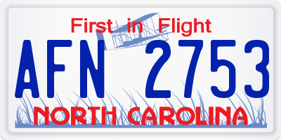 NC license plate AFN2753