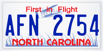 NC license plate AFN2754