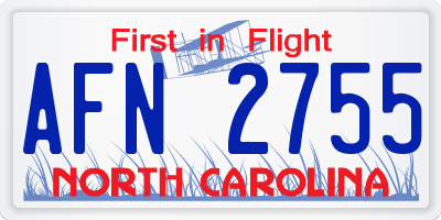 NC license plate AFN2755