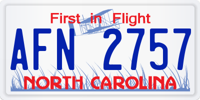 NC license plate AFN2757
