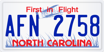 NC license plate AFN2758
