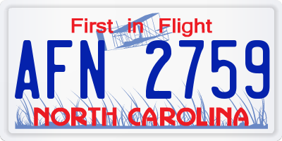 NC license plate AFN2759