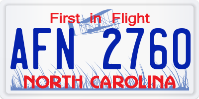 NC license plate AFN2760