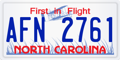 NC license plate AFN2761
