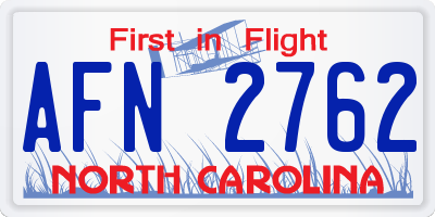 NC license plate AFN2762