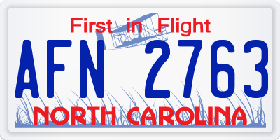 NC license plate AFN2763
