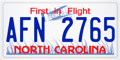 NC license plate AFN2765