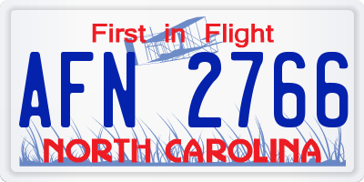 NC license plate AFN2766