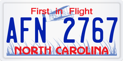 NC license plate AFN2767