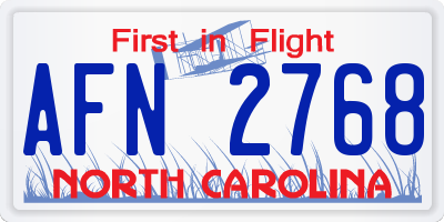 NC license plate AFN2768