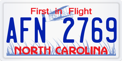 NC license plate AFN2769