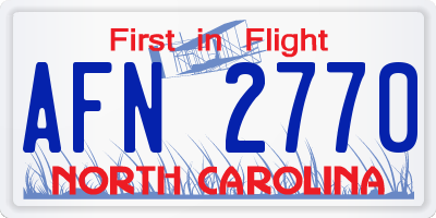 NC license plate AFN2770
