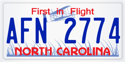 NC license plate AFN2774