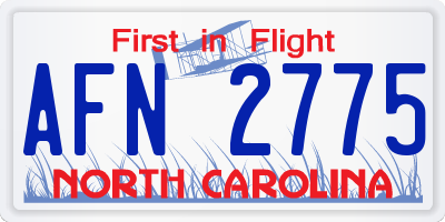 NC license plate AFN2775