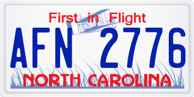 NC license plate AFN2776