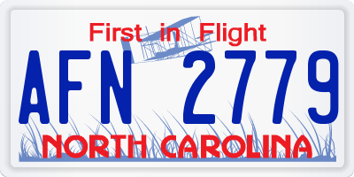 NC license plate AFN2779
