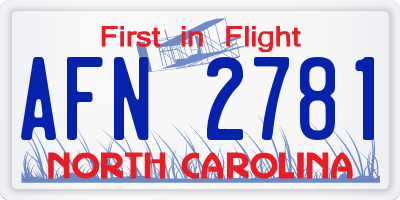 NC license plate AFN2781