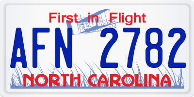 NC license plate AFN2782
