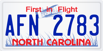 NC license plate AFN2783