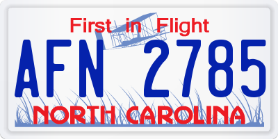 NC license plate AFN2785