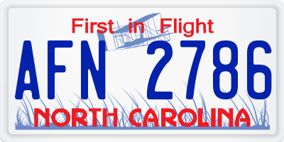 NC license plate AFN2786