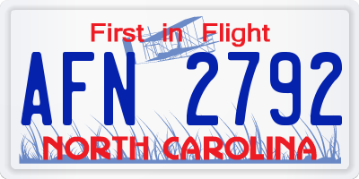 NC license plate AFN2792