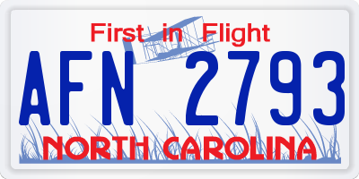 NC license plate AFN2793