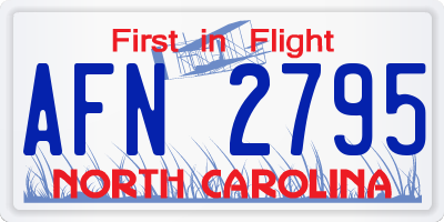 NC license plate AFN2795