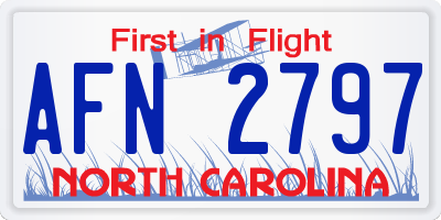 NC license plate AFN2797