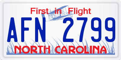 NC license plate AFN2799