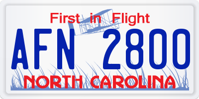 NC license plate AFN2800