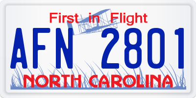 NC license plate AFN2801