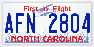 NC license plate AFN2804