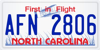 NC license plate AFN2806