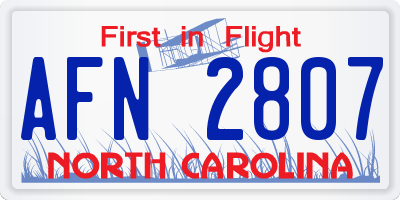 NC license plate AFN2807
