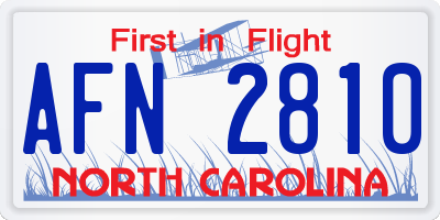 NC license plate AFN2810