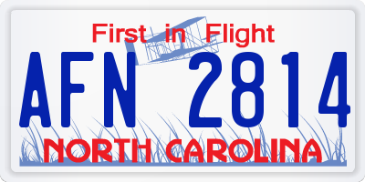 NC license plate AFN2814