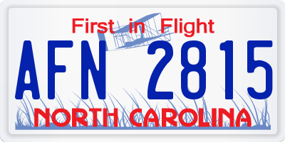 NC license plate AFN2815