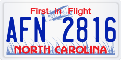 NC license plate AFN2816
