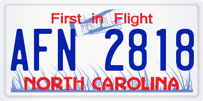 NC license plate AFN2818