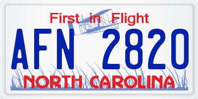 NC license plate AFN2820